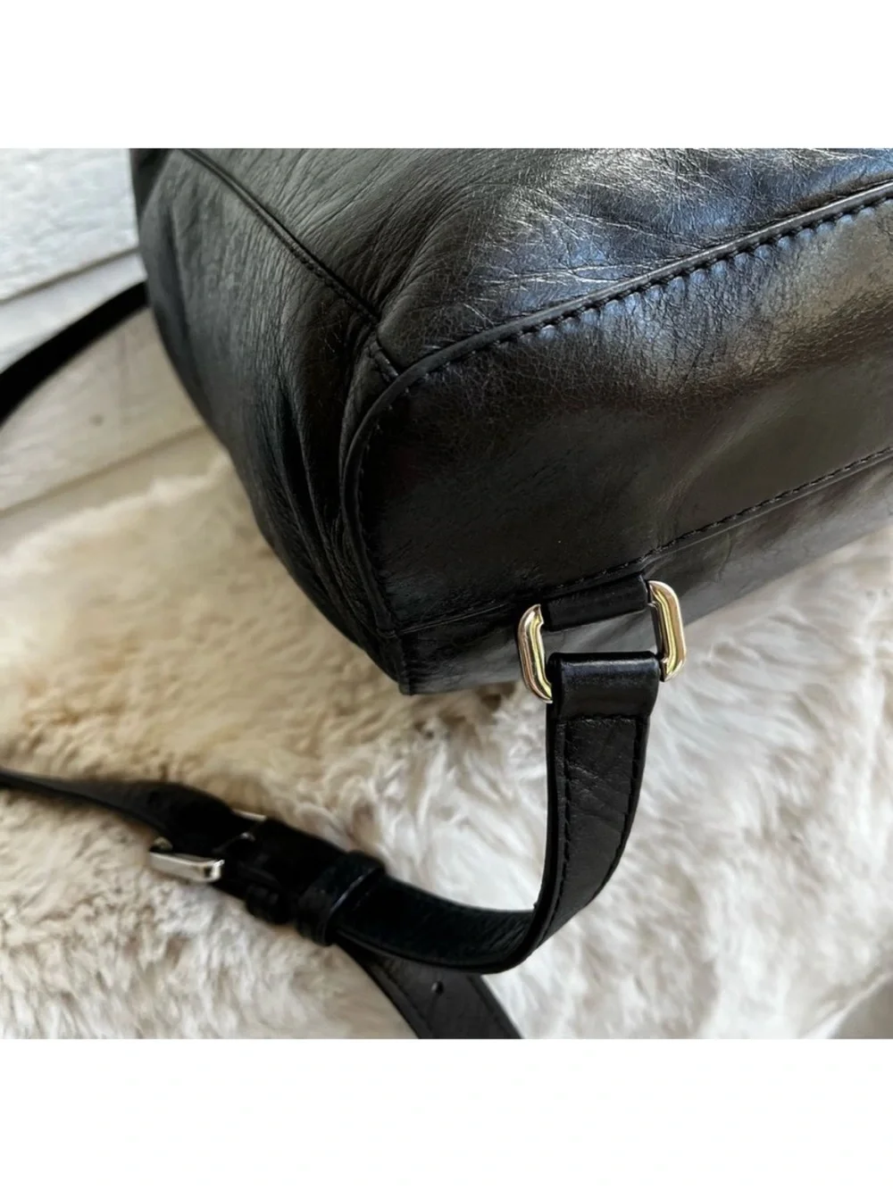 MICHAEL KORS Lisbeth Sable Tribeca Quinn Backpack Shoulder Bag Black Leather